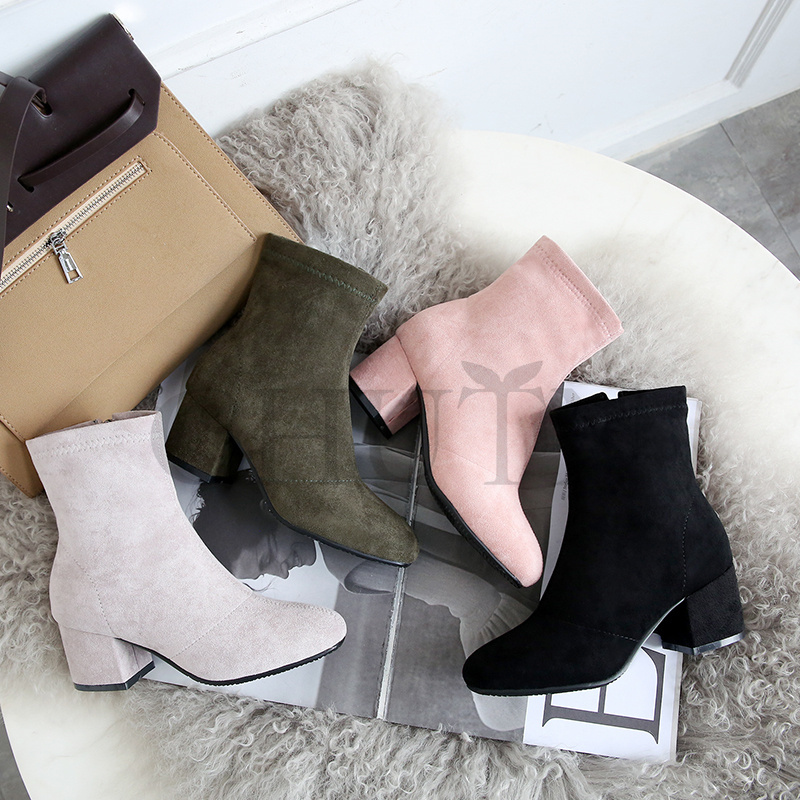 ショートブーツ黒ブーティー歩きやすいショートブーツ内ボア太ヒール袴用ブーツ ハイヒールスエードブーツ入学式卒業式 通勤 OL おしゃれ 靴 秋冬大きいサイズ 