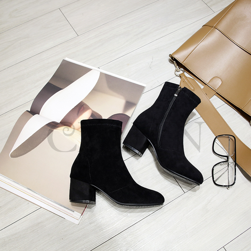 ショートブーツ黒ブーティー歩きやすいショートブーツ内ボア太ヒール袴用ブーツ ハイヒールスエードブーツ入学式卒業式 通勤 OL おしゃれ 靴 秋冬大きいサイズ 