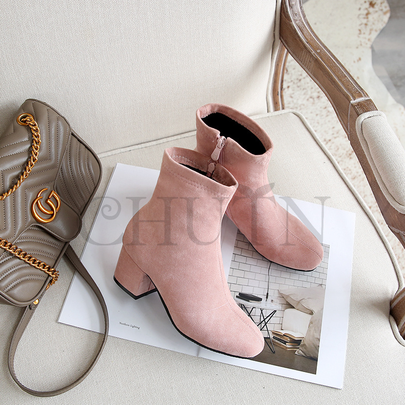 ショートブーツ黒ブーティー歩きやすいショートブーツ内ボア太ヒール袴用ブーツ ハイヒールスエードブーツ入学式卒業式 通勤 OL おしゃれ 靴 秋冬大きいサイズ 