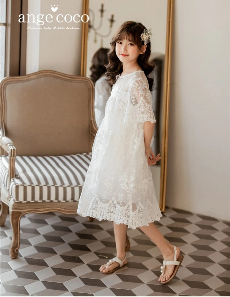 子供 女の子 ドレス 子ども フラワーガール コットン ピアノ発表会入学式 ワンピース 入園式 長袖 キッズ ロングドレス フォーマル ナチュラル 小学生 結婚式 