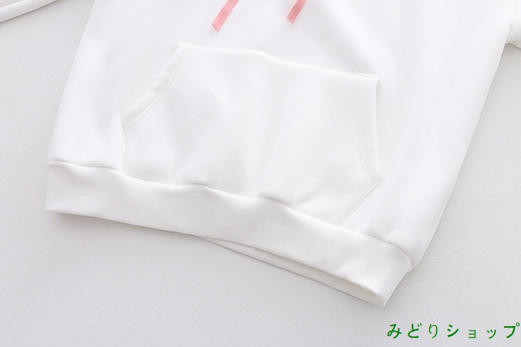かわいい イチゴ 刺繍 フード付き プルオーバー トレーナー  