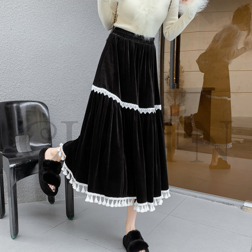 春ベルベットスカートレディース スカート ベルベットスカート ハイウエストフレアスカートミモレスカート 着痩せ カジュアル オシャレ 通勤 気質 お出かけ秋冬 