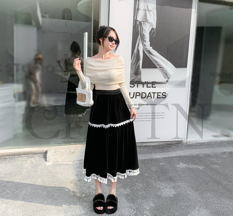 春ベルベットスカートレディース スカート ベルベットスカート ハイウエストフレアスカートミモレスカート 着痩せ カジュアル オシャレ 通勤 気質 お出かけ秋冬 