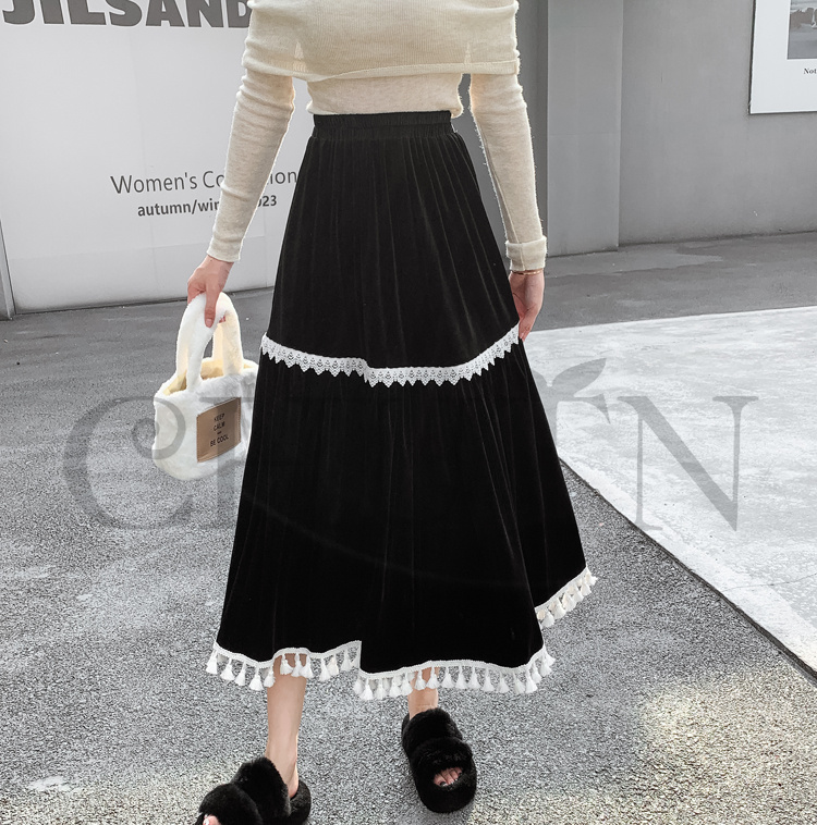 春ベルベットスカートレディース スカート ベルベットスカート ハイウエストフレアスカートミモレスカート 着痩せ カジュアル オシャレ 通勤 気質 お出かけ秋冬 