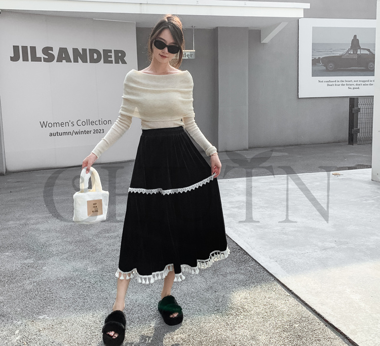 春ベルベットスカートレディース スカート ベルベットスカート ハイウエストフレアスカートミモレスカート 着痩せ カジュアル オシャレ 通勤 気質 お出かけ秋冬 