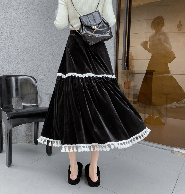 春ベルベットスカートレディース スカート ベルベットスカート ハイウエストフレアスカートミモレスカート 着痩せ カジュアル オシャレ 通勤 気質 お出かけ秋冬 