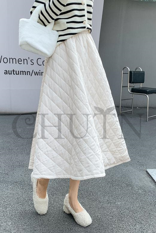 ダウンスカート中綿 スカートボミモレ丈 膝下 キルティングスカート 入学式卒業式フレアスカート Aライン 中綿 フスカート きれいめ 