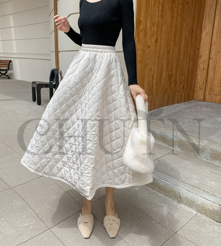 ダウンスカート中綿 スカートボミモレ丈 膝下 キルティングスカート 入学式卒業式フレアスカート Aライン 中綿 フスカート きれいめ 