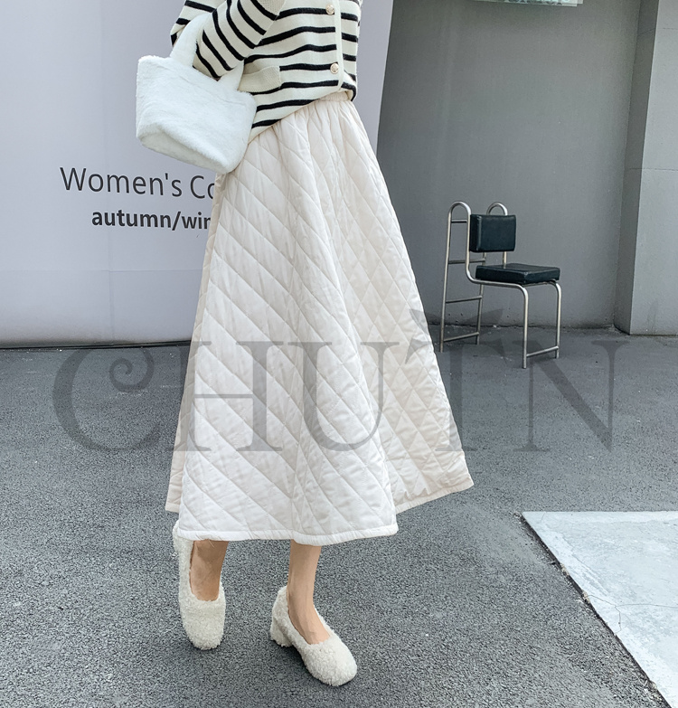 ダウンスカート中綿 スカートボミモレ丈 膝下 キルティングスカート 入学式卒業式フレアスカート Aライン 中綿 フスカート きれいめ 