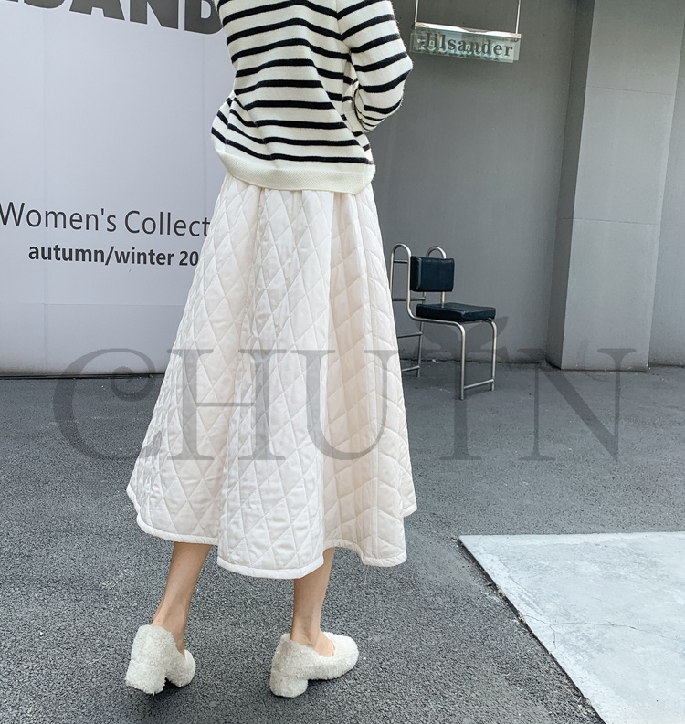 ダウンスカート中綿 スカートボミモレ丈 膝下 キルティングスカート 入学式卒業式フレアスカート Aライン 中綿 フスカート きれいめ 
