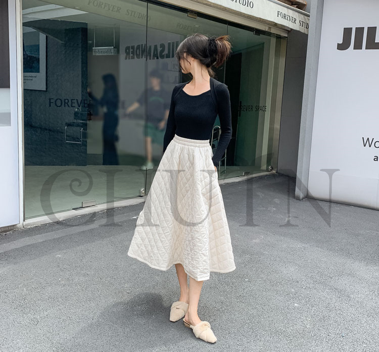 ダウンスカート中綿 スカートボミモレ丈 膝下 キルティングスカート 入学式卒業式フレアスカート Aライン 中綿 フスカート きれいめ 