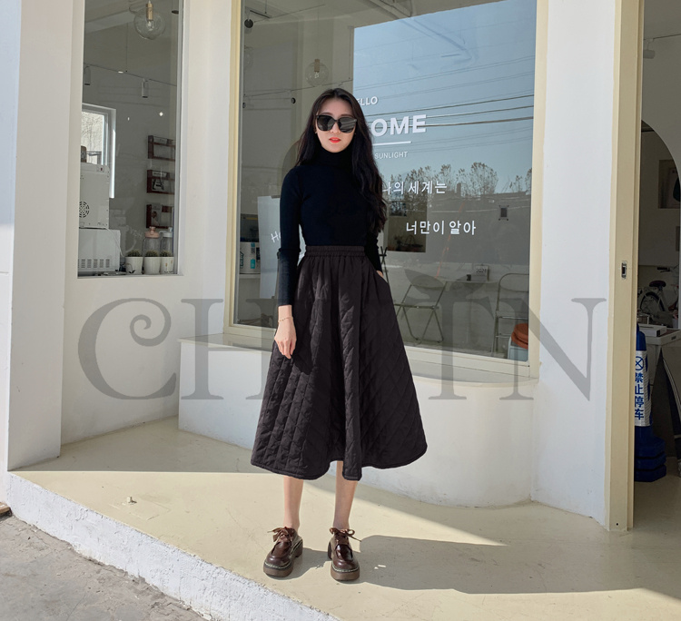 ダウンスカート中綿 スカートボミモレ丈 膝下 キルティングスカート 入学式卒業式フレアスカート Aライン 中綿 フスカート きれいめ 