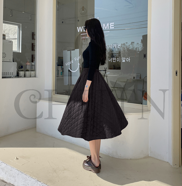 ダウンスカート中綿 スカートボミモレ丈 膝下 キルティングスカート 入学式卒業式フレアスカート Aライン 中綿 フスカート きれいめ 