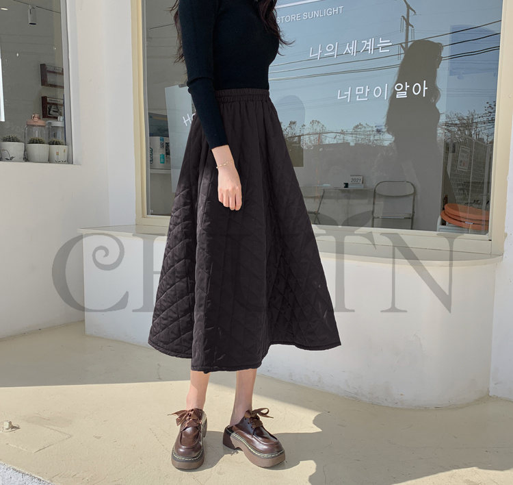 ダウンスカート中綿 スカートボミモレ丈 膝下 キルティングスカート 入学式卒業式フレアスカート Aライン 中綿 フスカート きれいめ 