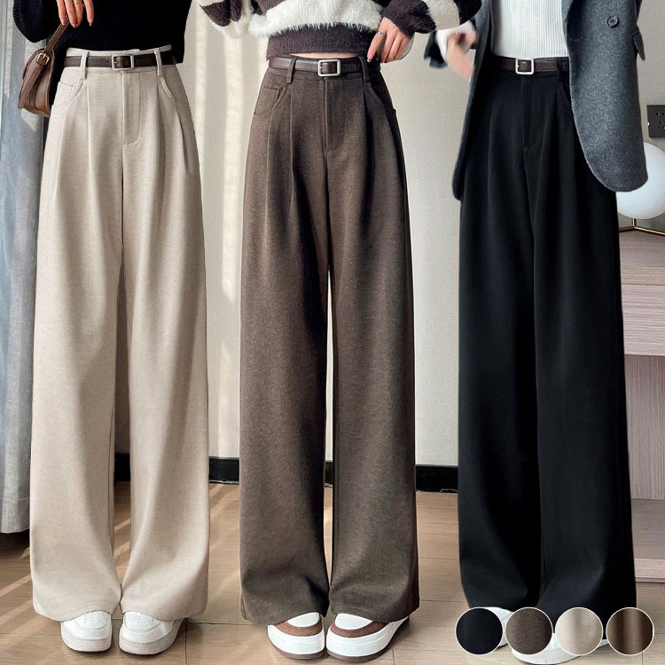 ワイドパンツ レディース 裏起毛 タックパンツ パンツ 冬 あったか 暖かい きれいめ 冬用 おしゃれ 冬 大人 ボ 秋冬 ハイウエスト 