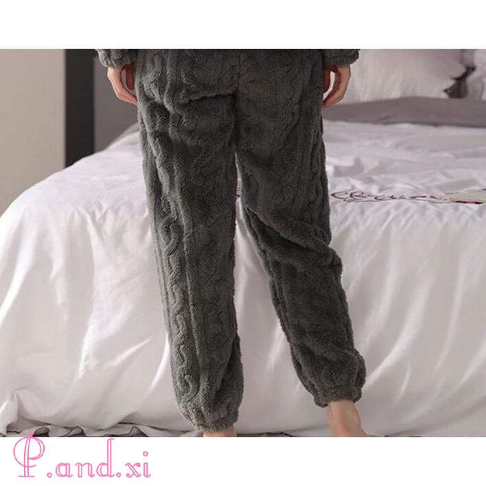 パジャマ レディース 冬 かわいい 長袖 ルームウェア もこもこ 裏起毛 ふわふわ 女性用 もこもこ 上下セット ナイト 前開き 寝巻き ふわふわ 