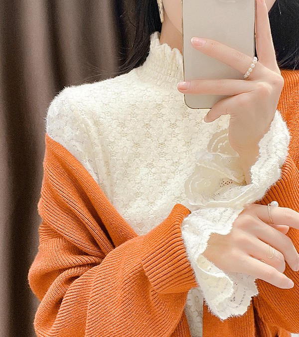レース トップス レース ブラウス 総レース 裏起毛 トップス 立ち襟 タンクトップ ハイネック 花柄 シースルー 