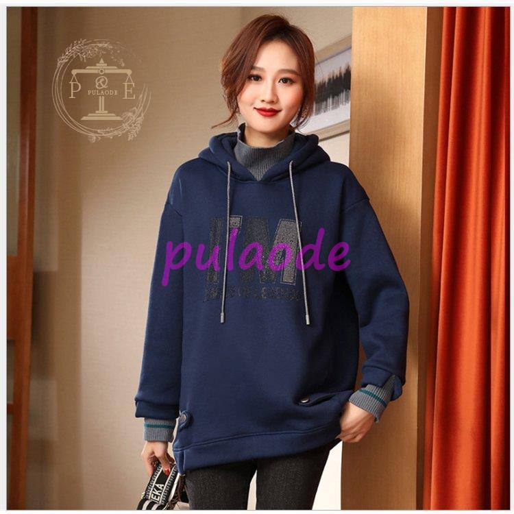 レディース ロング丈 厚手 長袖 ゆったり 体型カバー 大きいサイズ アウター 冬 カジュアル フード付き 秋 プルオーバー ァション 