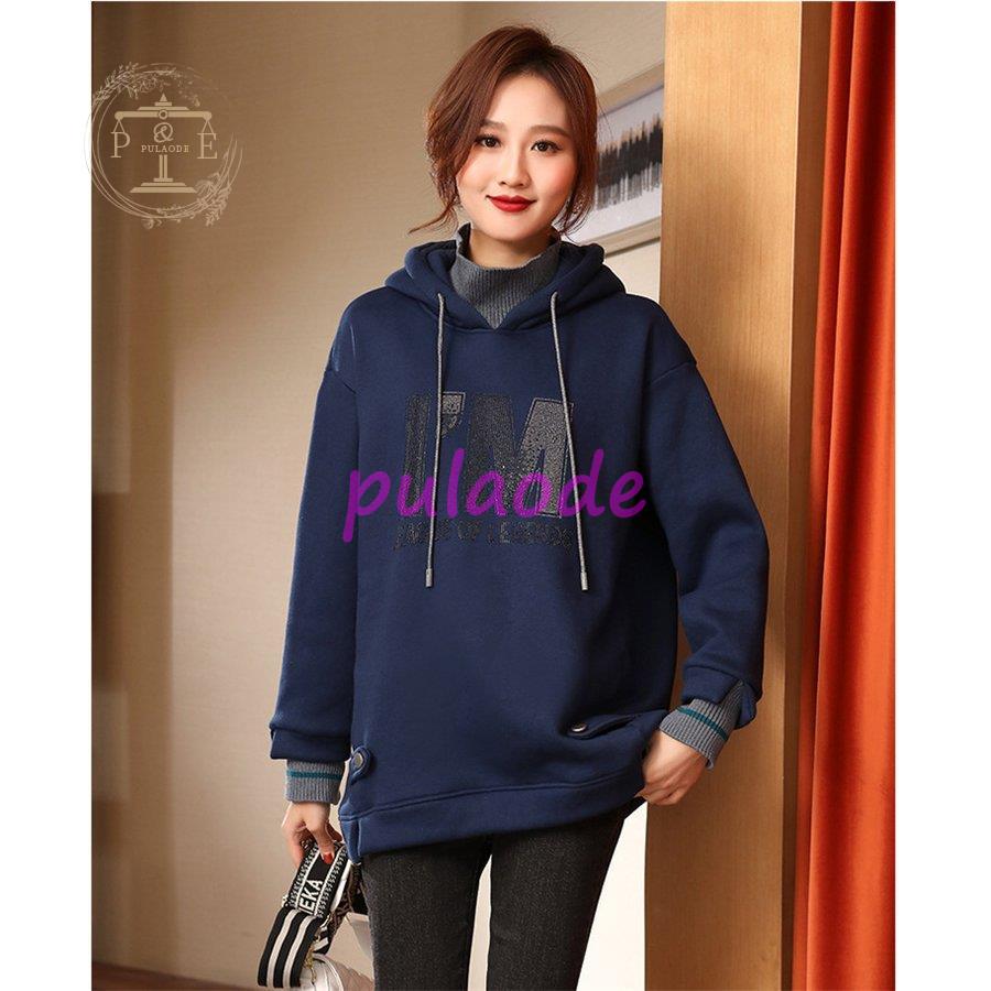 レディース ロング丈 厚手 長袖 ゆったり 体型カバー 大きいサイズ アウター 冬 カジュアル フード付き 秋 プルオーバー ァション 