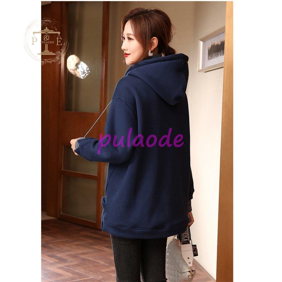 レディース ロング丈 厚手 長袖 ゆったり 体型カバー 大きいサイズ アウター 冬 カジュアル フード付き 秋 プルオーバー ァション 