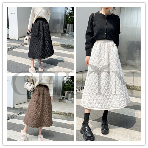 ダウンスカート中綿 スカートボミモレ丈 膝下 キルティングスカート 入学式卒業式フレアスカート Aライン きれいめ 中綿 フスカート 