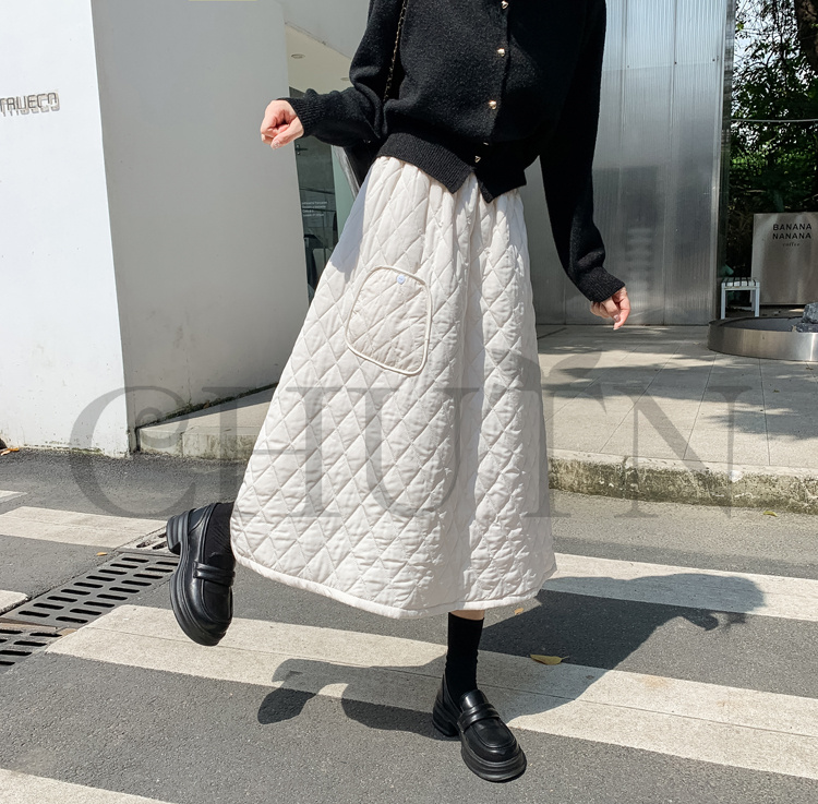 ダウンスカート中綿 スカートボミモレ丈 膝下 キルティングスカート 入学式卒業式フレアスカート Aライン きれいめ 中綿 フスカート 