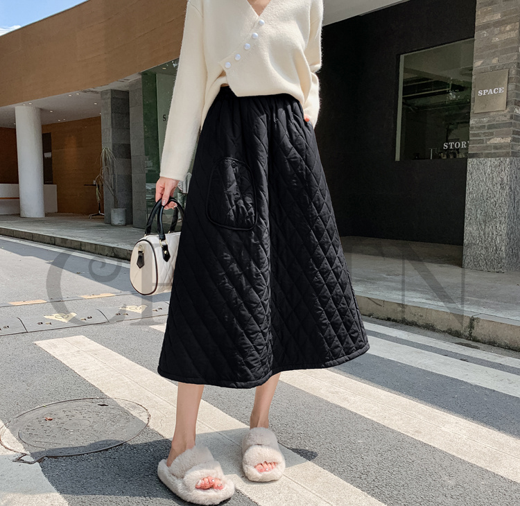 ダウンスカート中綿 スカートボミモレ丈 膝下 キルティングスカート 入学式卒業式フレアスカート Aライン きれいめ 中綿 フスカート 