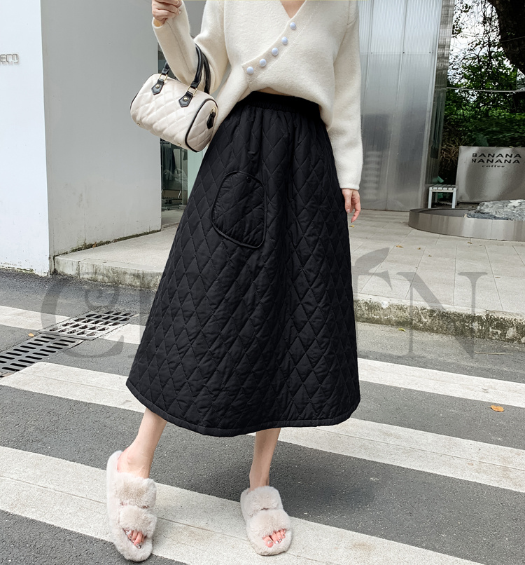 ダウンスカート中綿 スカートボミモレ丈 膝下 キルティングスカート 入学式卒業式フレアスカート Aライン きれいめ 中綿 フスカート 