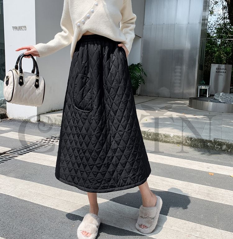 ダウンスカート中綿 スカートボミモレ丈 膝下 キルティングスカート 入学式卒業式フレアスカート Aライン きれいめ 中綿 フスカート 