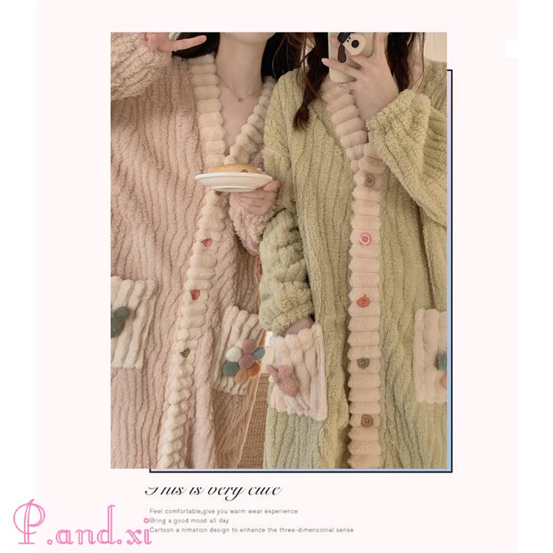 パジャマ ルームワンピース レディース ワンピース ミモレ丈 長袖 かわいい もこもこ 部屋着 前開き 秋冬 ふんわり ルームウェア パジャマ ロング丈 ゆったり 