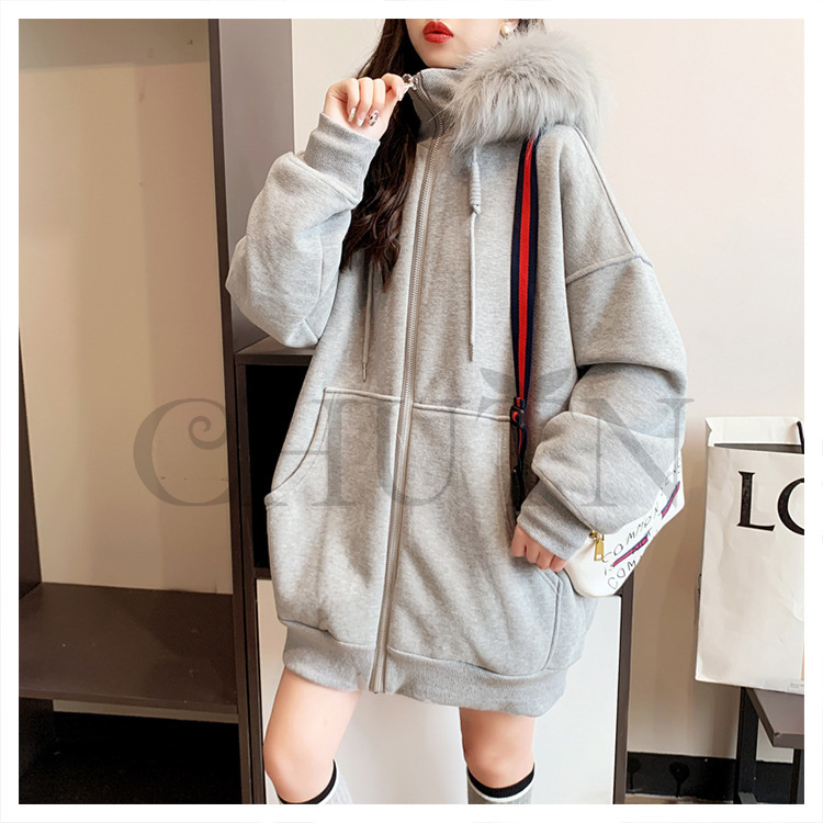 春 レディース 秋冬 ゆったり ファーフード 厚手アウター シンプル お出かけ 韓国風 長袖 カジュアル 体型カバー ジップアップ コーデ 