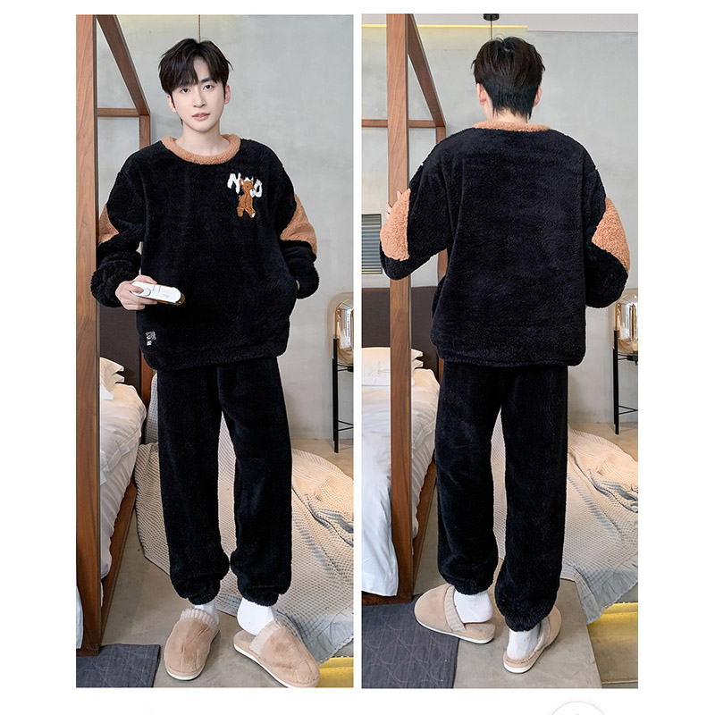 パジャマ メンズ 冬 長袖 もこもこ 長ズボン ふわもこ 暖かい ルームウェア ふんわり 寝間着 ナイトウェア 部屋着 厚手上下セット 防寒 あったか フランネル 