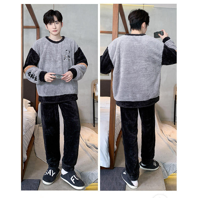 パジャマ メンズ 冬 長袖 もこもこ 長ズボン ふわもこ 暖かい ルームウェア ふんわり 寝間着 ナイトウェア 部屋着 厚手上下セット 防寒 あったか フランネル 