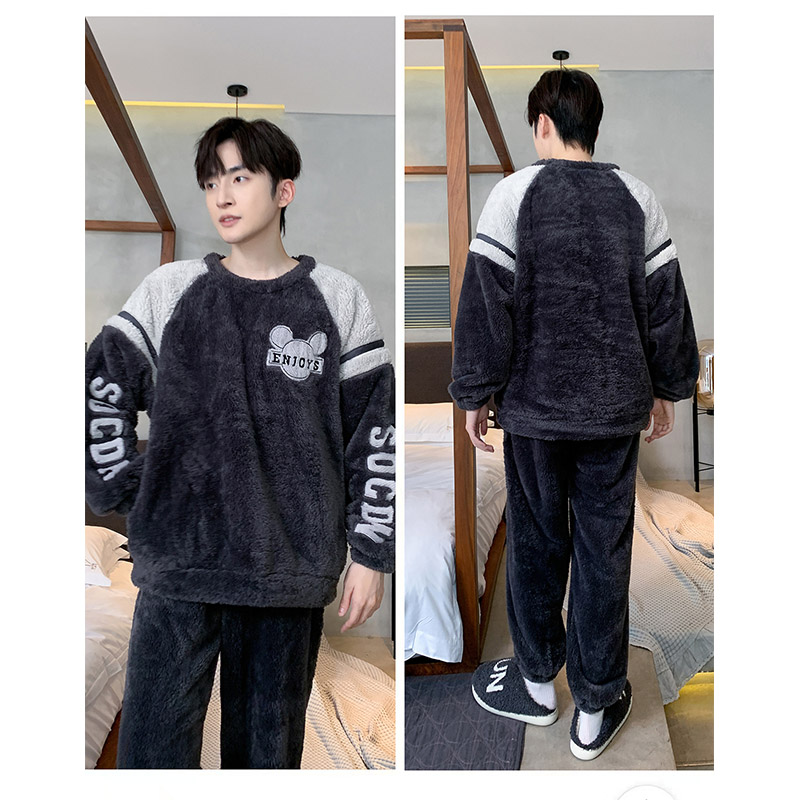 パジャマ メンズ 冬 長袖 もこもこ 長ズボン ふわもこ 暖かい ルームウェア ふんわり 寝間着 ナイトウェア 部屋着 厚手上下セット 防寒 あったか フランネル 