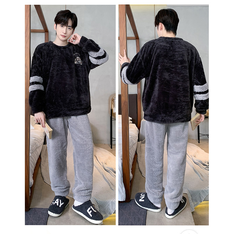 パジャマ メンズ 冬 長袖 もこもこ 長ズボン ふわもこ 暖かい ルームウェア ふんわり 寝間着 ナイトウェア 部屋着 厚手上下セット 防寒 あったか フランネル 