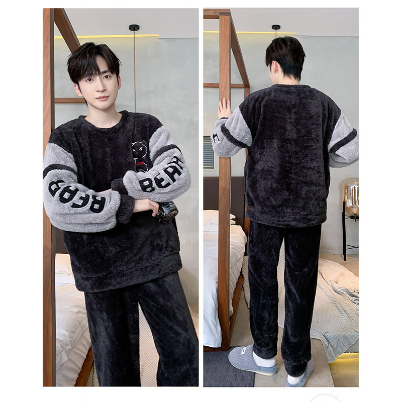 パジャマ メンズ 冬 長袖 もこもこ 長ズボン ふわもこ 暖かい ルームウェア ふんわり 寝間着 ナイトウェア 部屋着 厚手上下セット 防寒 あったか フランネル 