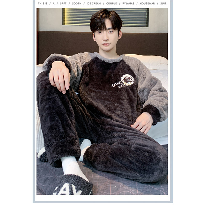 パジャマ メンズ 冬 長袖 もこもこ 長ズボン ふわもこ 暖かい ルームウェア ふんわり 寝間着 ナイトウェア 部屋着 厚手上下セット 防寒 あったか フランネル 