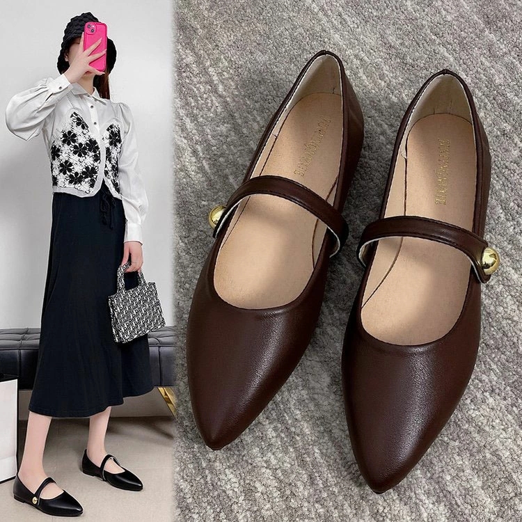 フラットパンプス 痛くない ペタンコ ぺたんこ レディース 靴 バレエポインテッドトゥパンプス PUレザー 滑り止め 歩きやすい 