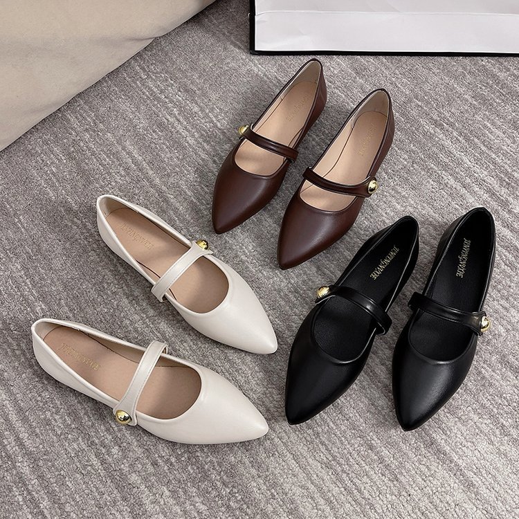 フラットパンプス 痛くない ペタンコ ぺたんこ レディース 靴 バレエポインテッドトゥパンプス PUレザー 滑り止め 歩きやすい 