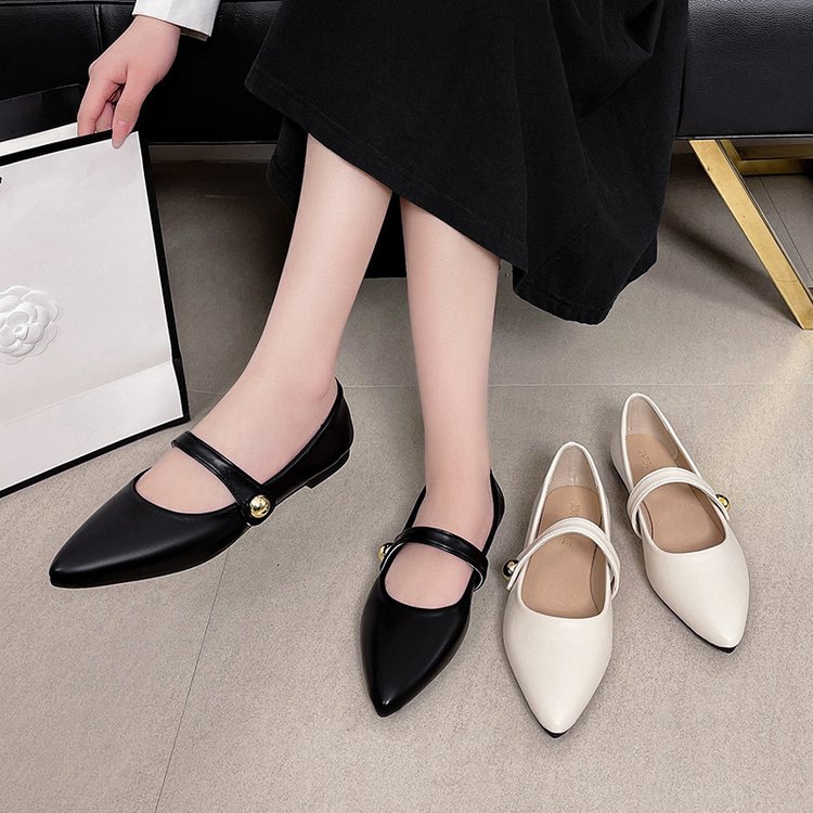 フラットパンプス 痛くない ペタンコ ぺたんこ レディース 靴 バレエポインテッドトゥパンプス PUレザー 滑り止め 歩きやすい 