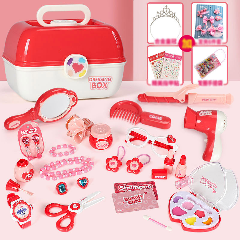 メイクセット おもちゃ 女の子 メセット ままごと セット 女の子 収納ボックス付 ドレッ 誕生日 プレゼント コンパクトお化粧セット 