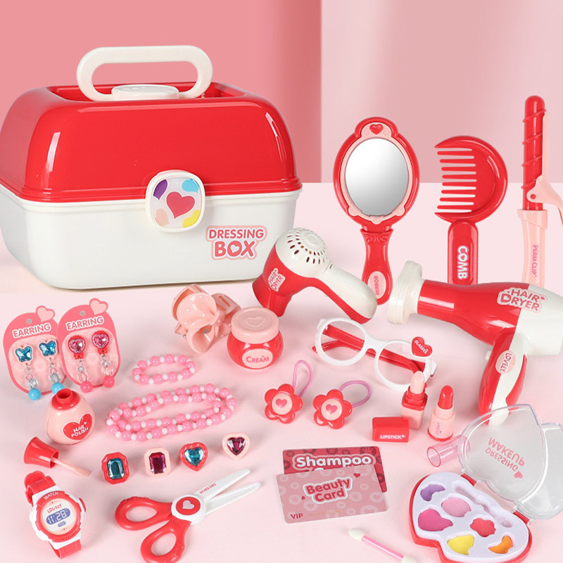 メイクセット おもちゃ 女の子 メセット ままごと セット 女の子 収納ボックス付 ドレッ 誕生日 プレゼント コンパクトお化粧セット 