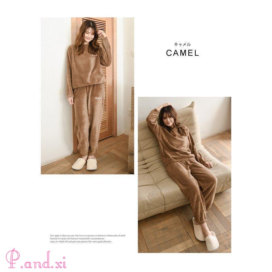 ルームウェア レディース 秋 冬 秋冬 上下セット 寒さ対策 ナイトウェア ボ30代 部屋着 防寒 フ無地 トップス もこもこ パジャマ 