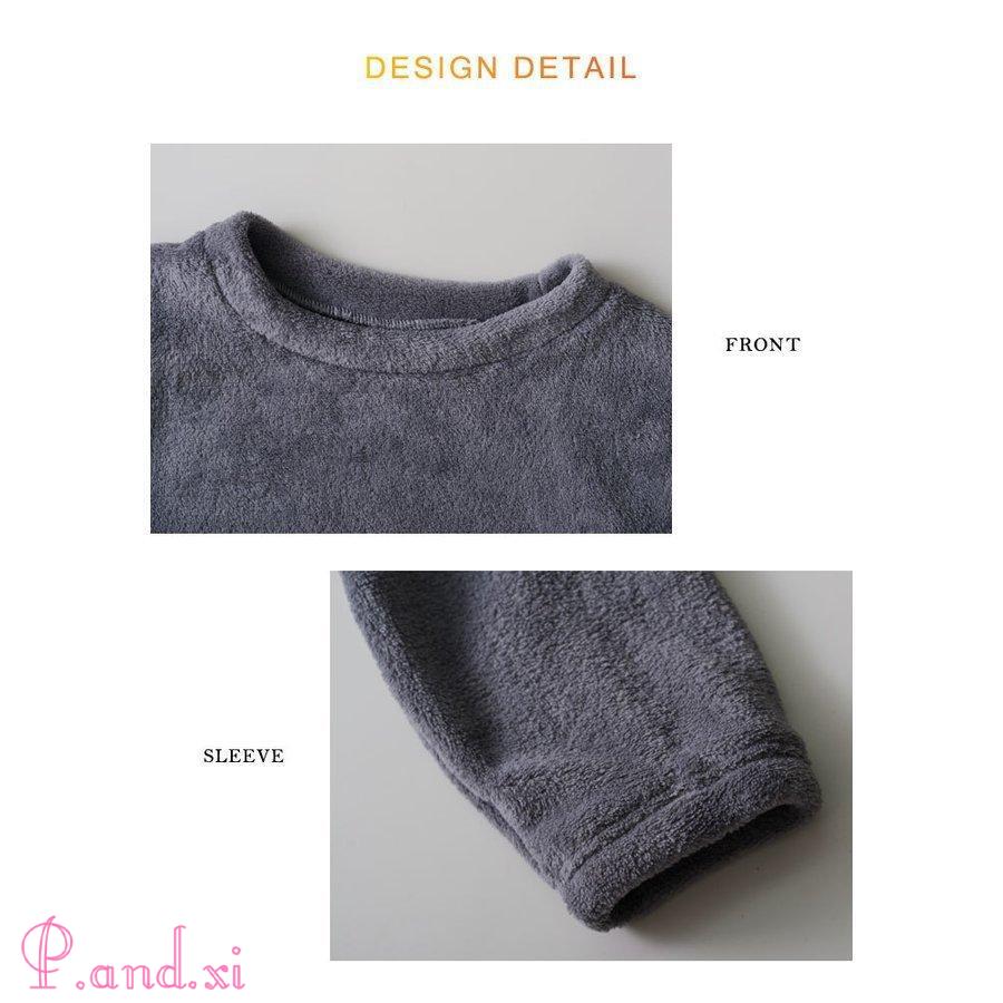 ルームウェア レディース 秋 冬 秋冬 上下セット 寒さ対策 ナイトウェア ボ30代 部屋着 防寒 フ無地 トップス もこもこ パジャマ 