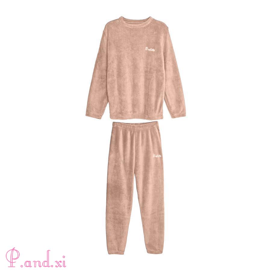 ルームウェア レディース 秋 冬 秋冬 上下セット 寒さ対策 ナイトウェア ボ30代 部屋着 防寒 フ無地 トップス もこもこ パジャマ 