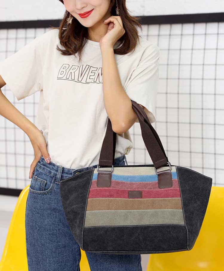 帆布トートバッグ レディース キャンボーダー 大きめ 肩掛け 布 ファスナー付き おしゃれ 通学 A4 全2色 通勤 可愛い 