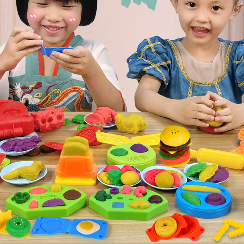 粘土 ねんど 小麦粘土 12色 ねんど おもちゃ 遊び 道具 粘土 ねんど 豪華52点セット 3IN1 ハンバーガー 押し型 ラーメン おままごとア アイス ソフト 