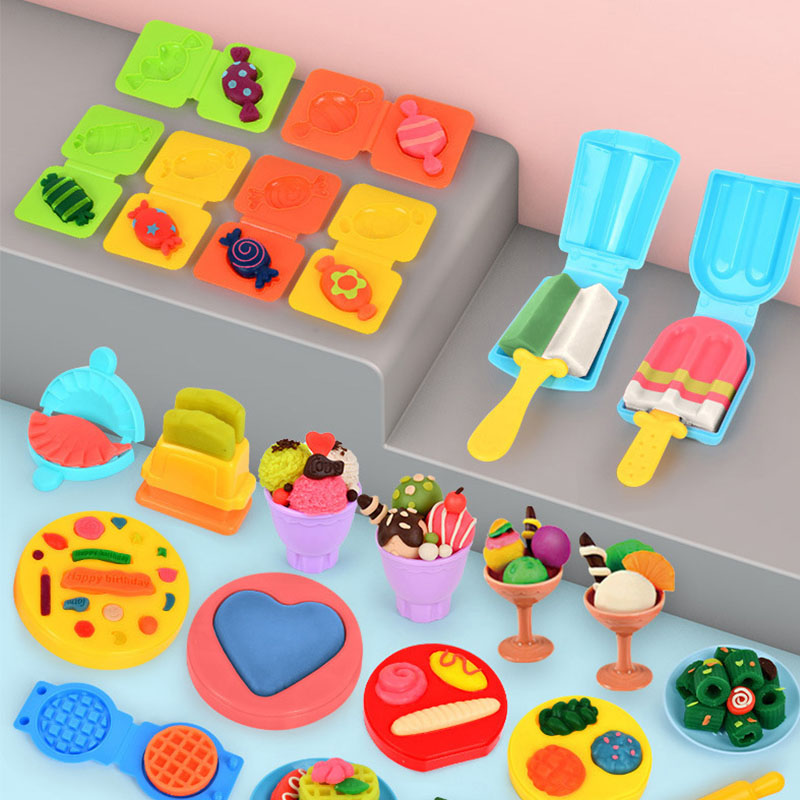 粘土 ねんど 小麦粘土 12色 ねんど おもちゃ 遊び 道具 粘土 ねんど 豪華52点セット 3IN1 ハンバーガー 押し型 ラーメン おままごとア アイス ソフト 