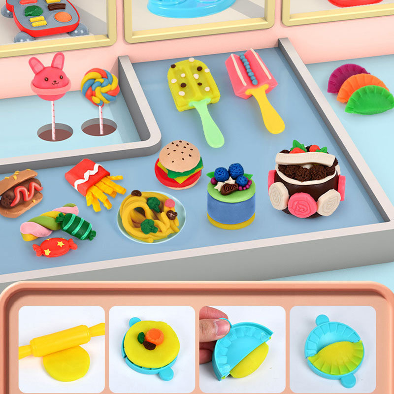 粘土 ねんど 小麦粘土 12色 ねんど おもちゃ 遊び 道具 粘土 ねんど 豪華52点セット 3IN1 ハンバーガー 押し型 ラーメン おままごとア アイス ソフト 