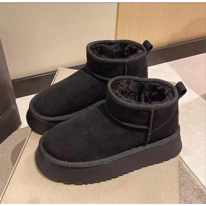 冬新入荷厚底ムートンブーツ もこもこ スノーブーツ 防寒靴 撥水 防汚 裏起毛 保温 防滑 